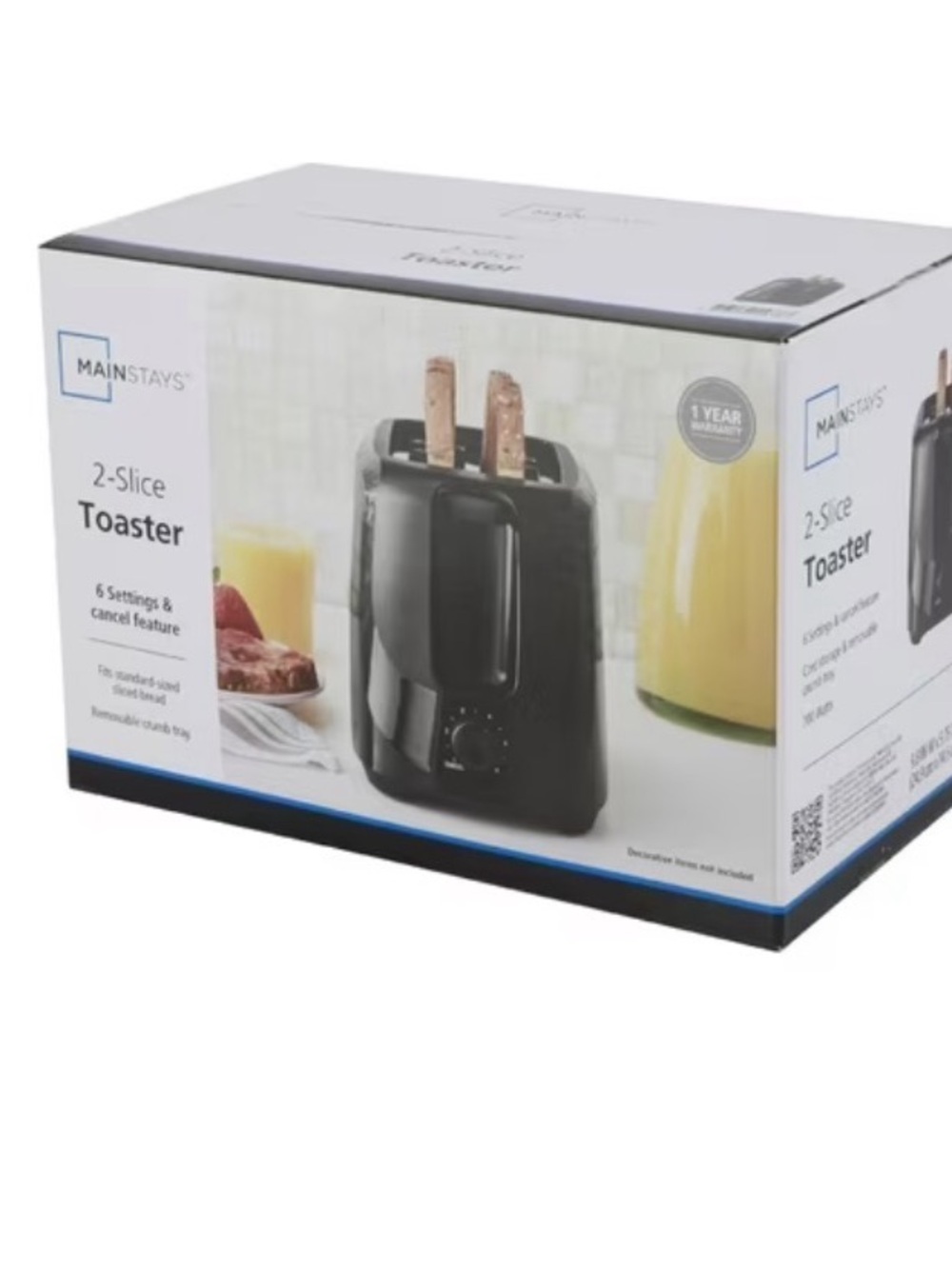 Mainstays Black 2-Slice Toaster with Dial Controls